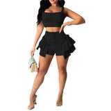 Julyshy  Sexy Ruffles Shorts And Crop Top Women Summer 2 Piece Sets Fashion Club Vacation Outfits  Items 2022