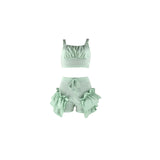 Julyshy  Sexy Ruffles Shorts And Crop Top Women Summer 2 Piece Sets Fashion Club Vacation Outfits  Items 2022