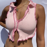 Julyshy  Sexy Camisole Women Ribbed Knitting Crop Tops Summer Fashion Club Party Wear Tank Tops Y2K E-Girl Vest Female Tee