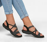 Julyshy  Sandals Women 2022 Summer Comfort Soft Sole Flat Beach Shoes Elastic Fabric Casual Wedges Sandals Womens Closed Toe Sandal