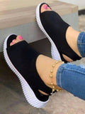 Julyshy  Summer Women Shoes 2022 Mesh Fish Platform Shoes Women's Closed Toe Wedge Sandals Ladies Light Casual Sandals Zapatillas Muje