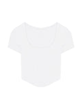 Julyshy  Sexy U-Neck Short Sleeve Ribbed Knit T Shirt For Women Summer Solid Bodycon Cute Baby Tee Crop Top Club Tank Tops Y2K Clothes