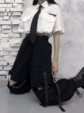 Julyshy Gothic Streetwear Women's Cargo Pants With Chain Punk Techwear Black Oversize Korean Fashion Wide Leg Trousers 2022 Alt