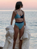 Julyshy  Shiny Bikinis String Swimsuit Women High Waist Swimwear Beachwear Two Piece Suit Sexy Bathing Suits Patchwork Swimsuits