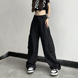 Julyshy Gothic Punk Parachute Pants Women Y2K Harajuku Techwear Pockets White Cargo Trousers Female Jogging Sweatpants Grunge