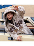 Julyshy Y2K Streetwear Oversize Fleece Sweatshirt Women Vintage Harajuku Hippie Zip Up Hoodie Retro Kpop Jacket Winter Coat