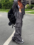 Julyshy Y2K Parachute Pants Women Hippie Streetwear Oversize Pockets Cargo Trousers Harajuku Techwear Wide Pantalone Egirl Style