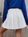 Julyshy  Preppy Style High Waist Solid Pleated Mini Skirt Women Summer Spring Korean Fashion Cute White A-Line Skirt Y2k Skort Clothes